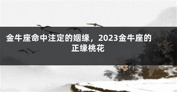 金牛座命中注定的姻缘，2023金牛座的正缘桃花