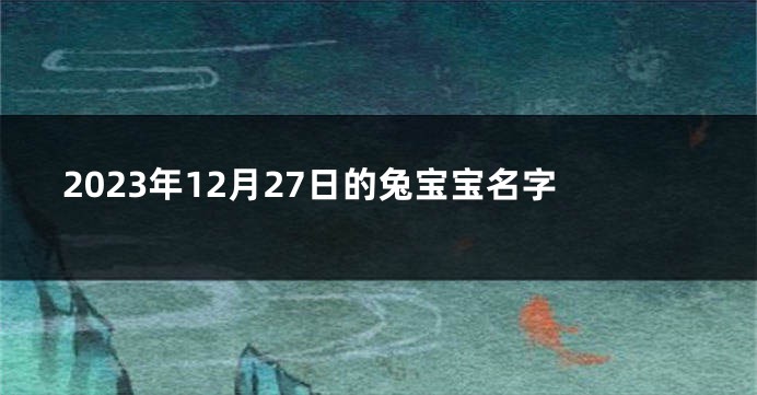 2023年12月27日的兔宝宝名字