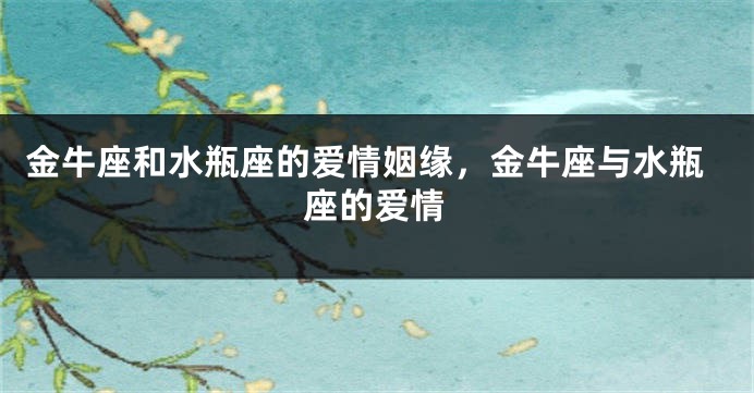 金牛座和水瓶座的爱情姻缘，金牛座与水瓶座的爱情