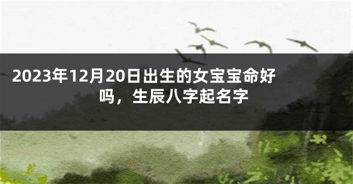 2023年12月20日出生的女宝宝命好吗，生辰八字起名字