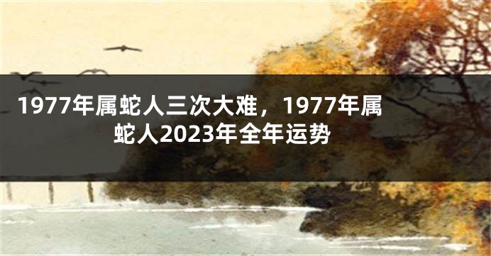 1977年属蛇人三次大难，1977年属蛇人2023年全年运势