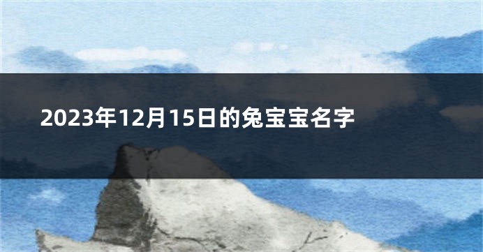 2023年12月15日的兔宝宝名字