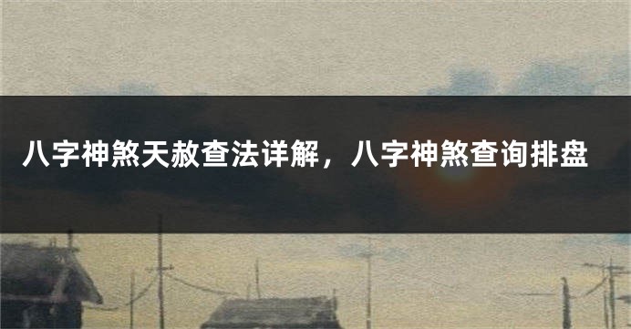 八字神煞天赦查法详解，八字神煞查询排盘