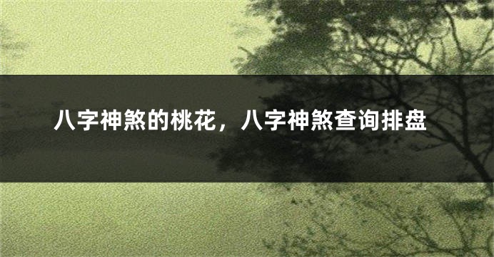 八字神煞的桃花，八字神煞查询排盘
