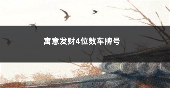 寓意发财4位数车牌号