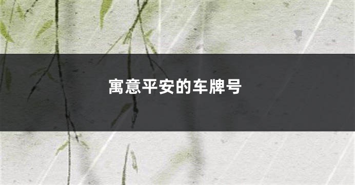 寓意平安的车牌号