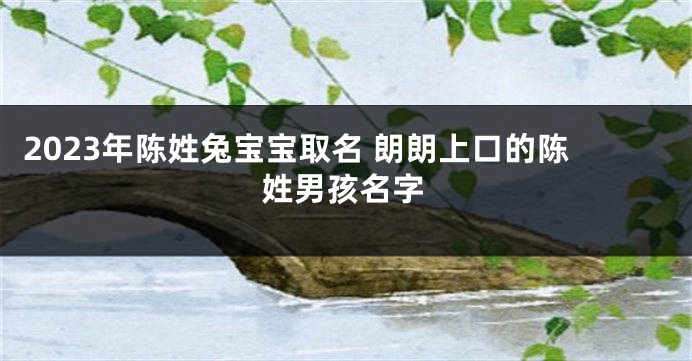 2023年陈姓兔宝宝取名 朗朗上口的陈姓男孩名字