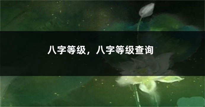 八字等级，八字等级查询