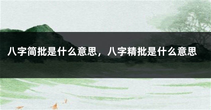 八字简批是什么意思，八字精批是什么意思