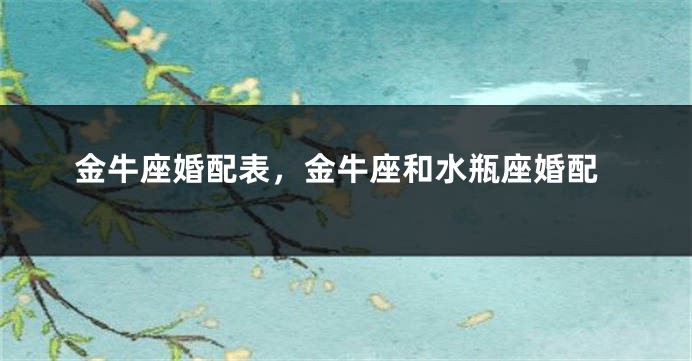 金牛座婚配表，金牛座和水瓶座婚配