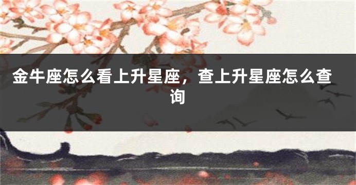 金牛座怎么看上升星座，查上升星座怎么查询