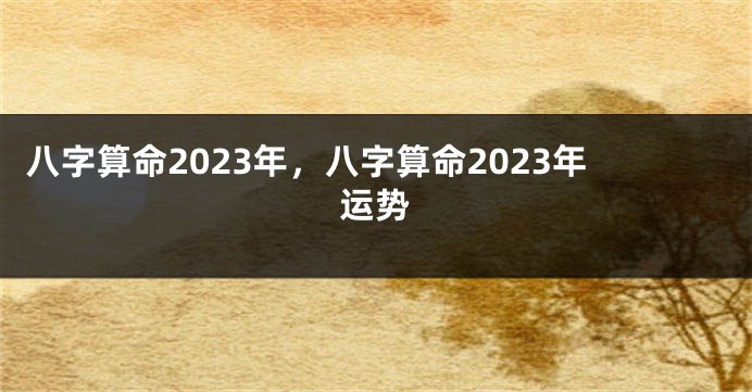 八字算命2023年，八字算命2023年运势