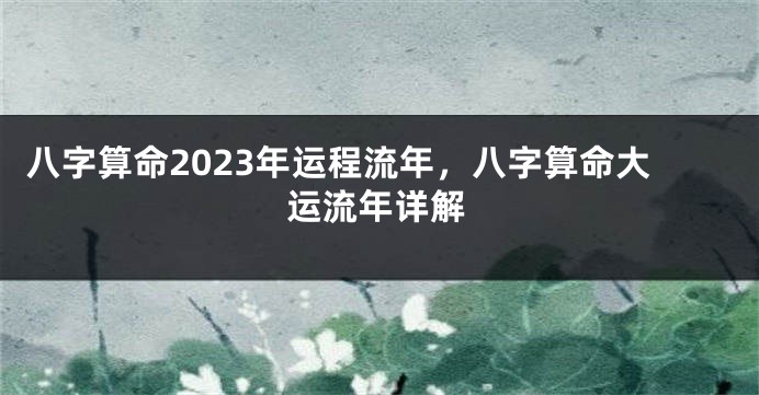 八字算命2023年运程流年，八字算命大运流年详解