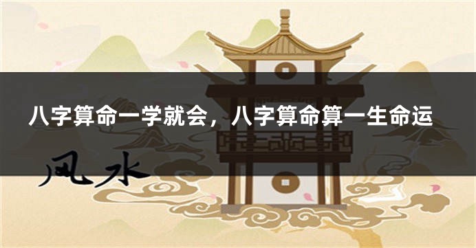 八字算命一学就会，八字算命算一生命运
