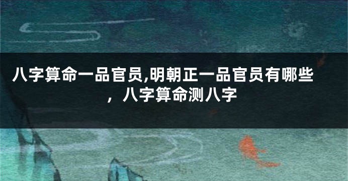 八字算命一品官员,明朝正一品官员有哪些，八字算命测八字