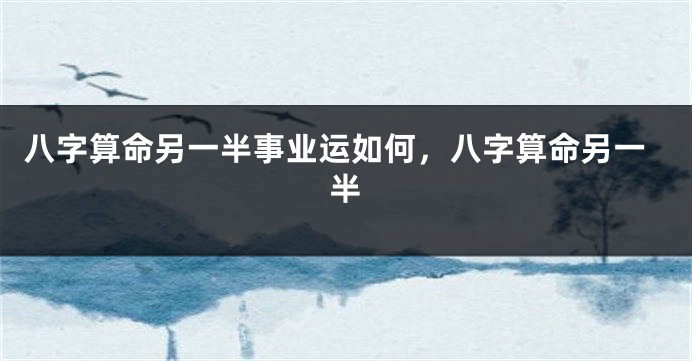 八字算命另一半事业运如何，八字算命另一半