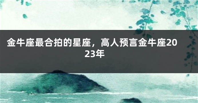 金牛座最合拍的星座，高人预言金牛座2023年