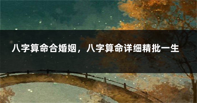 八字算命合婚姻，八字算命详细精批一生