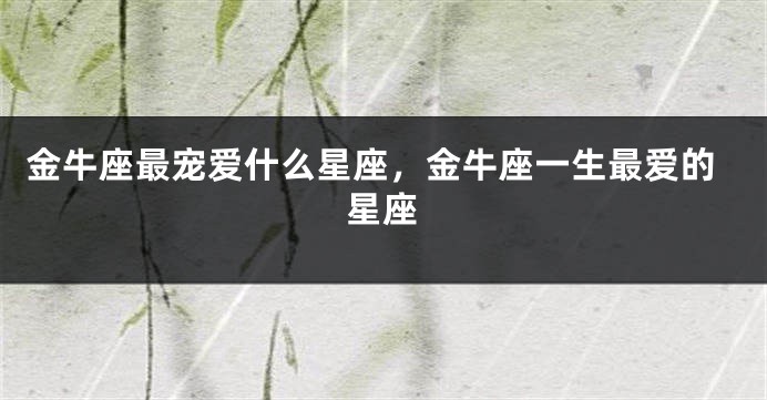 金牛座最宠爱什么星座，金牛座一生最爱的星座