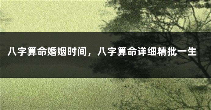 八字算命婚姻时间，八字算命详细精批一生