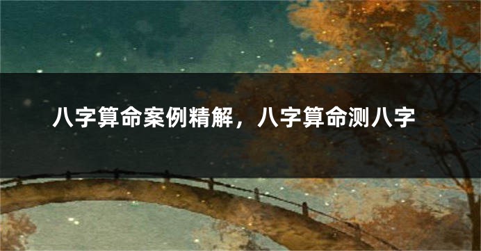 八字算命案例精解，八字算命测八字