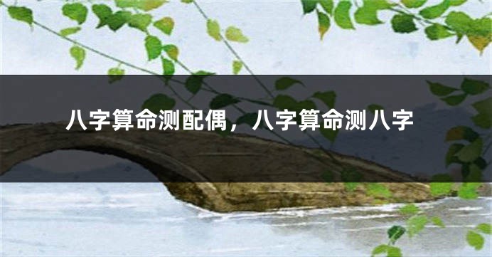 八字算命测配偶，八字算命测八字