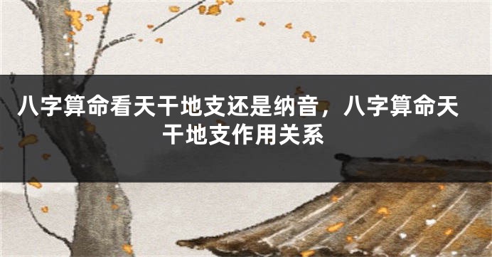 八字算命看天干地支还是纳音，八字算命天干地支作用关系