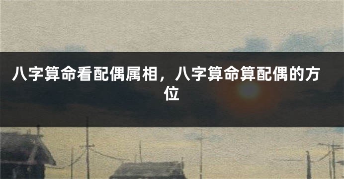 八字算命看配偶属相，八字算命算配偶的方位