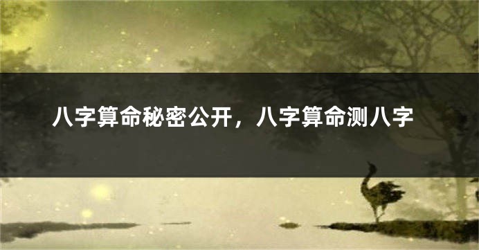 八字算命秘密公开，八字算命测八字