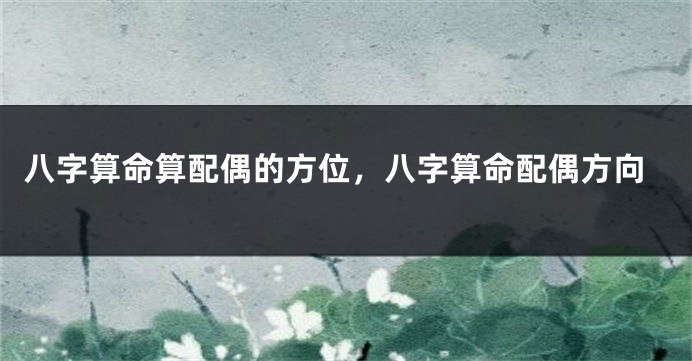 八字算命算配偶的方位，八字算命配偶方向