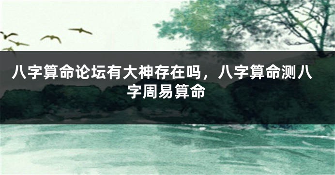 八字算命论坛有大神存在吗，八字算命测八字周易算命