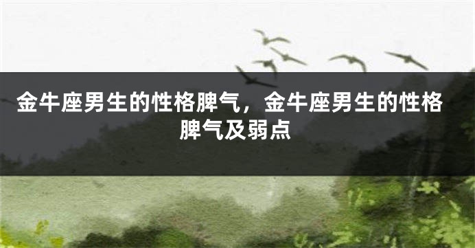 金牛座男生的性格脾气，金牛座男生的性格脾气及弱点
