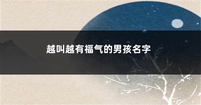 越叫越有福气的男孩名字