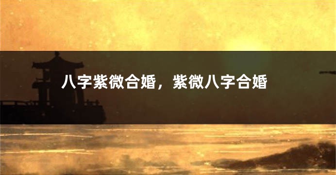 八字紫微合婚，紫微八字合婚