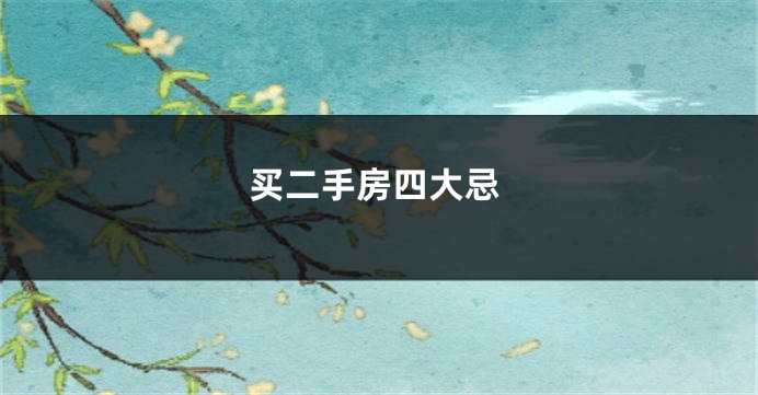 买二手房四大忌