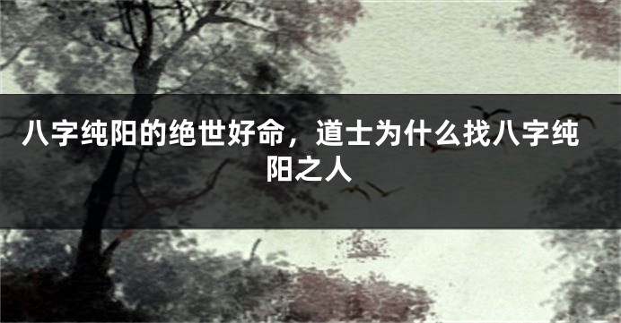 八字纯阳的绝世好命，道士为什么找八字纯阳之人