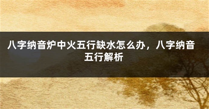 八字纳音炉中火五行缺水怎么办，八字纳音五行解析