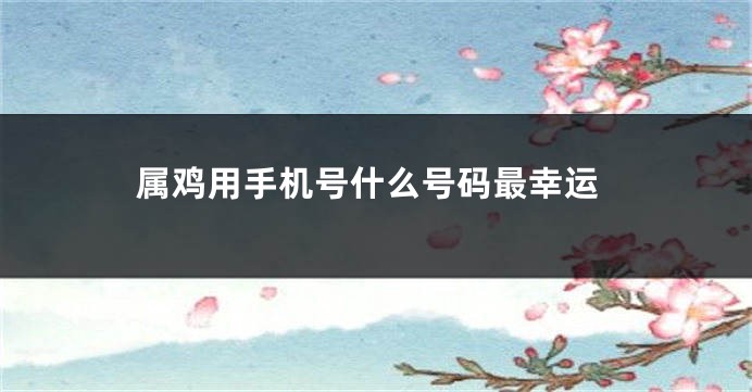 属鸡用手机号什么号码最幸运