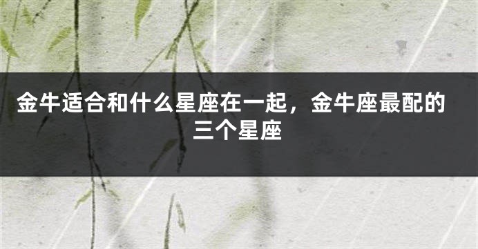 金牛适合和什么星座在一起，金牛座最配的三个星座