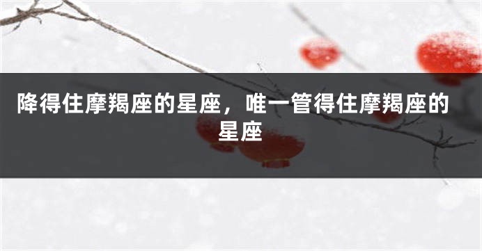 降得住摩羯座的星座，唯一管得住摩羯座的星座