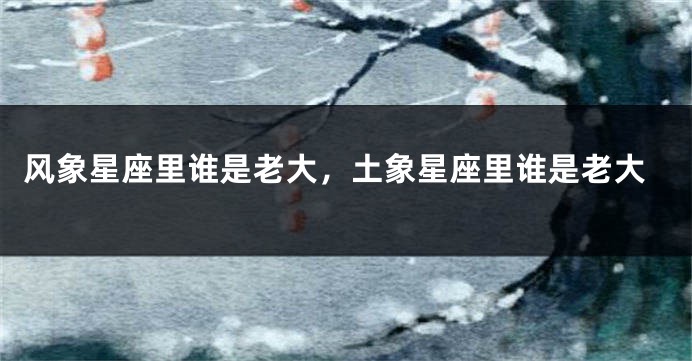 风象星座里谁是老大，土象星座里谁是老大