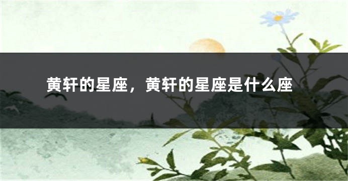 黄轩的星座，黄轩的星座是什么座