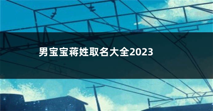 男宝宝蒋姓取名大全2023