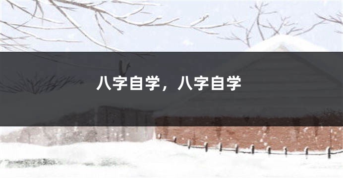 八字自学，八字自学