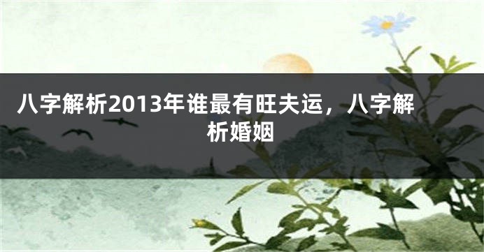 八字解析2013年谁最有旺夫运，八字解析婚姻