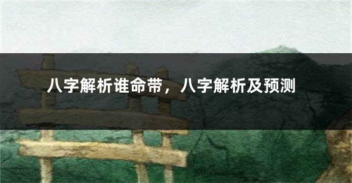 八字解析谁命带，八字解析及预测