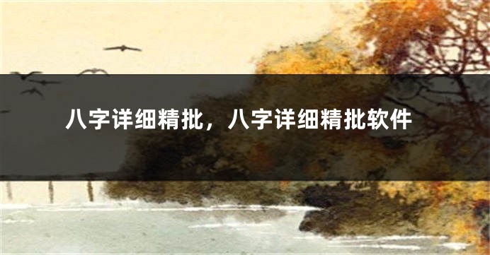 八字详细精批，八字详细精批软件