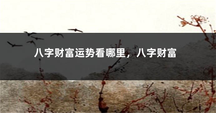 八字财富运势看哪里，八字财富