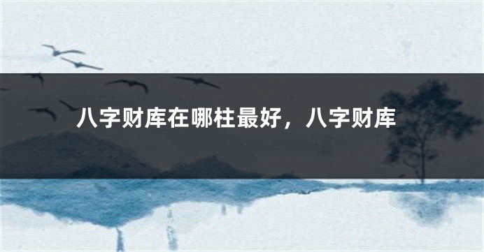 八字财库在哪柱最好，八字财库