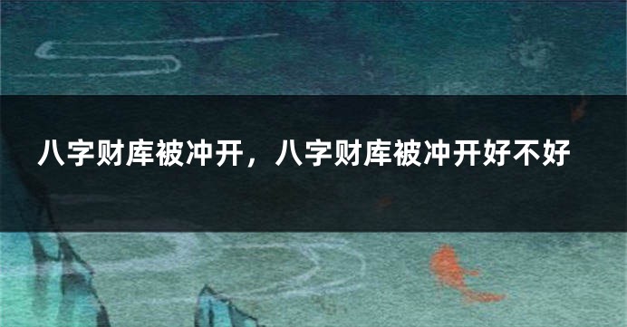 八字财库被冲开，八字财库被冲开好不好